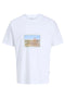 Front image of Montauk photo ss tee in white, by brand Jack&jones