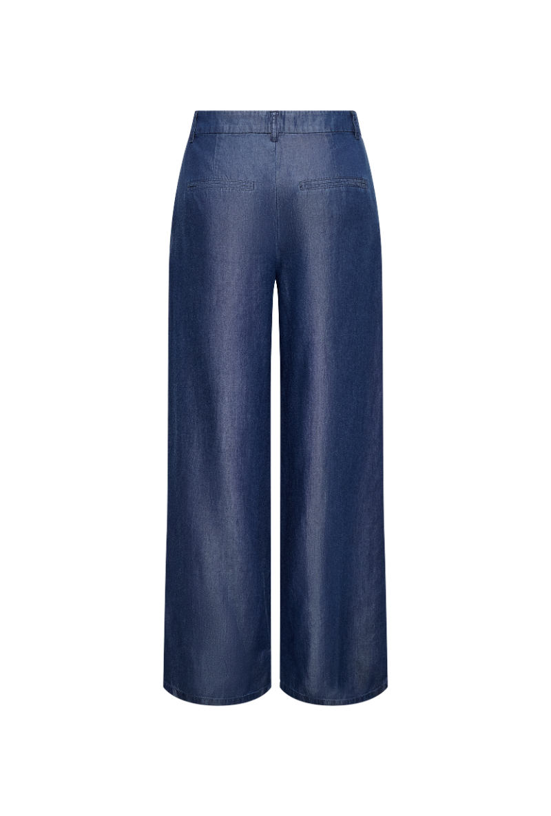 Back image of Jasper high waist wide pants in dark denim, by brand Jacqueline de yong