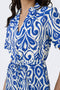 Front image of a model wearing the Anna s/s midi dress in blue, by brand Jacqueline de yong