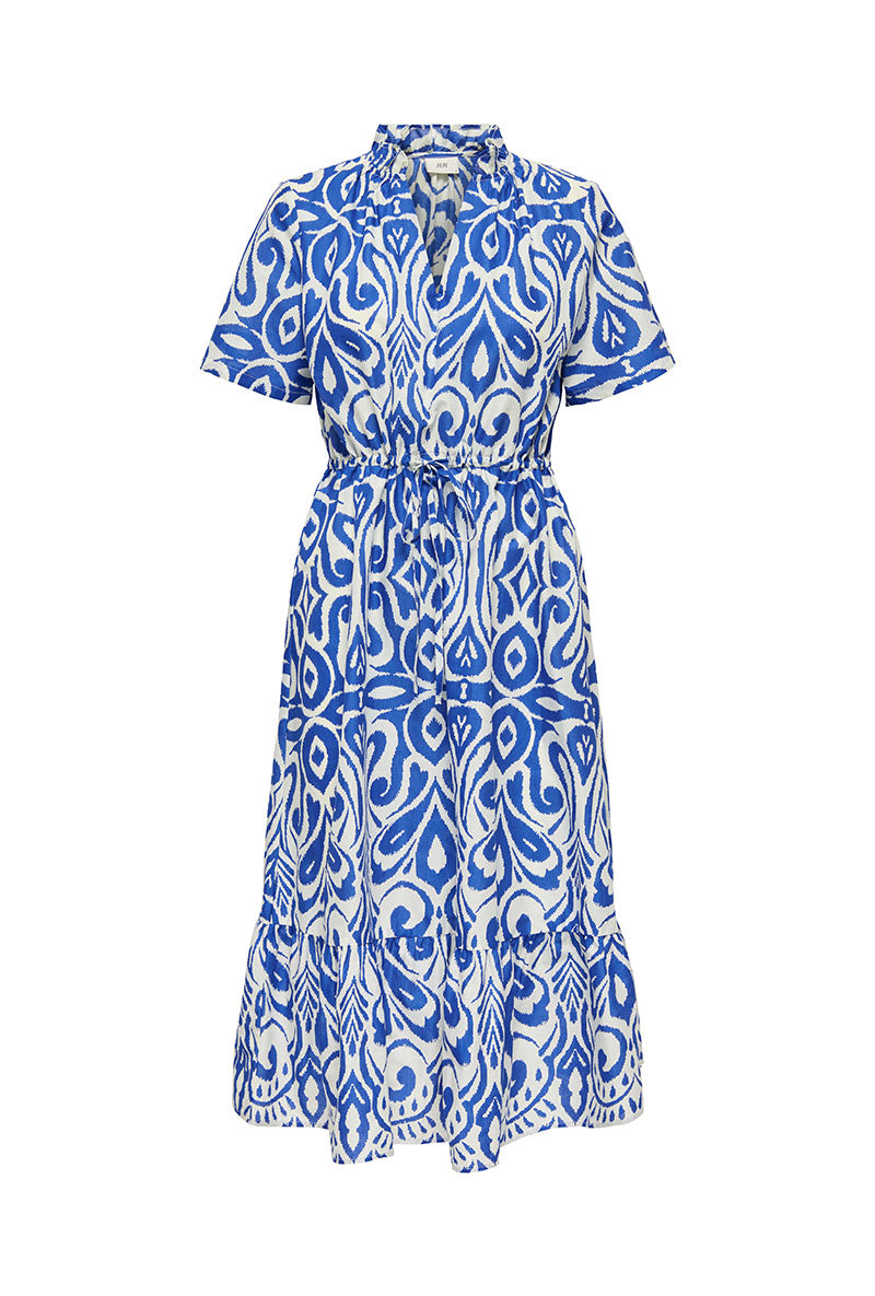 Front image of Anna s/s midi dress in blue, by brand Jacqueline de yong