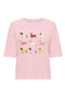 Front image of Cally s/s print tshirt in pink, by brand Jacqueline de yong