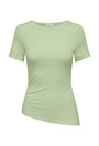 Image of CATIE S/S ASSYMETRIC TOP in lime, by brand JACQUELINE DE YONG