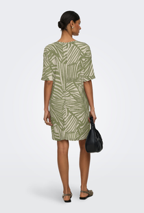 Back image of the Debbie short sleeve oversized dress in sage, by brand Jacqueline de yong