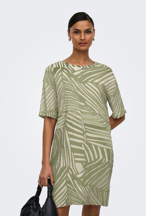 Front image of Debbie short sleeve oversized dress in sage, by brand Jacqueline de yong