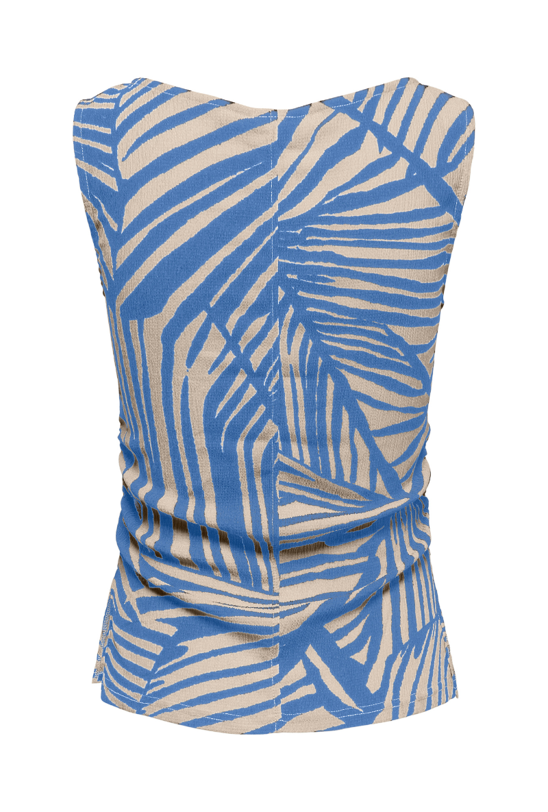 Back image of Debbie sleeveless top in blue, by brand Jacqueline de yong