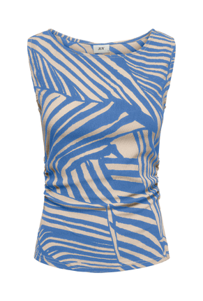 Front image of Debbie sleeveless top in blue, by brand Jacqueline de yong