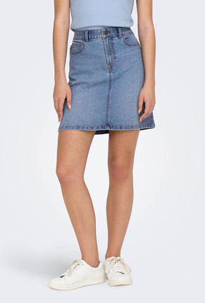 Front image of a model wearing Jdu moon hw denim skirt in denim, by brand Jacqueline de yong