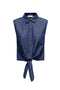Front image of the Kai s/l shirt in denim, by brand Jacqueline de yong