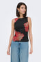 Front image of a model wearing Lea s/l mesh rouching top in black, by brand Jacqueline de yong