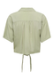 Back image of the Caya linen shortsleeve knot shirt in khaki, by brand Jacqueline de yong
