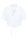 Image of CAYA LINEN SHORTSLEEVE KNOT SHIRT in white, by brand JACQUELINE DE YONG