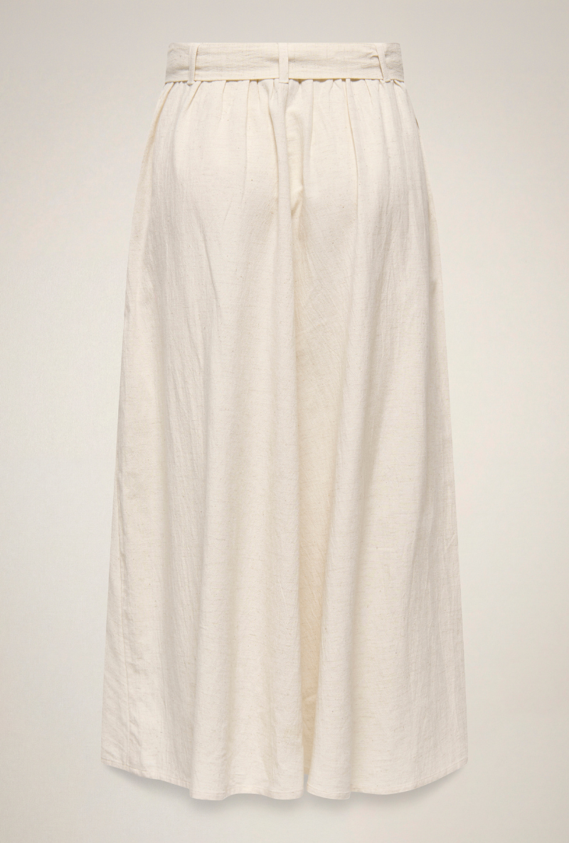 Back image of Milan linen highwaist belted skirt in oat, by brand Jacqueline de yong