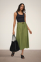 Front image of Milan linen highwaist belted skirt in olive, by brand Jacqueline de yong