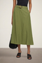 Front image of the Milan linen highwaist belted skirt in olive, by brand Jacqueline de yong