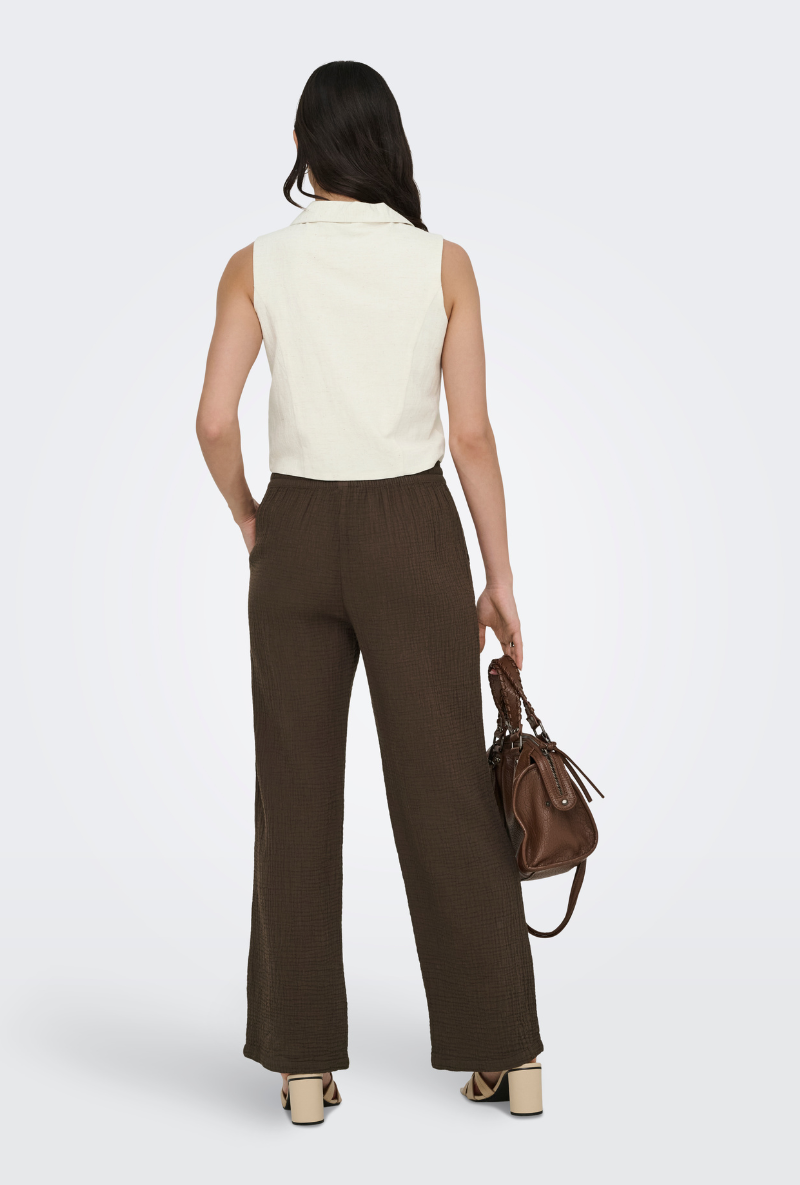 Back image of Jdy milan linen sleeveless waistcoat in oat, by brand Jacqueline de yong