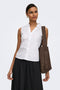 Front image of a model wearing Mio s/l shirt in white, by brand Jacqueline de yong