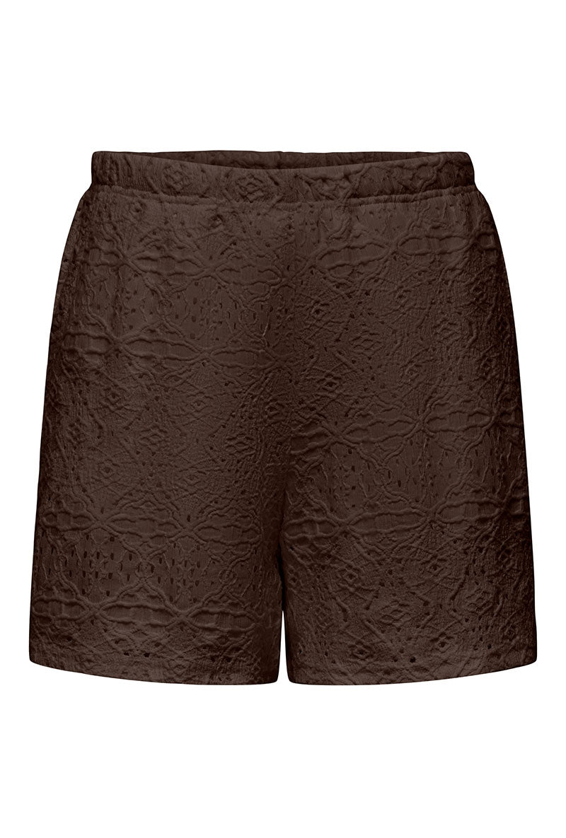 Front image of Nulle life shorts in brown, by brand Jacqueline de yong