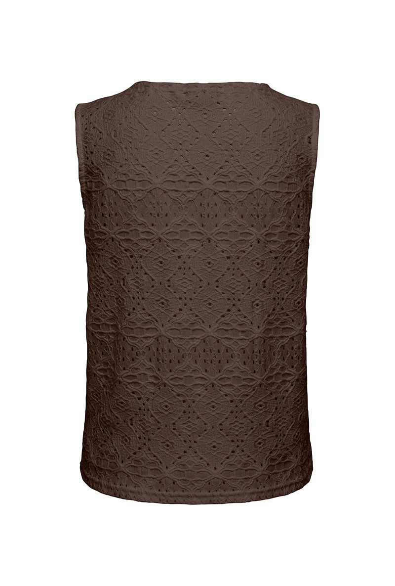 Back image of Nulle life s/l button top in brown, by brand Jacqueline de yong