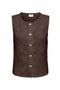Front image of Nulle life s/l button top in brown, by brand Jacqueline de yong