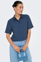 Front image of the Power shortsleeve shirt in navy, by brand Jacqueline de yong