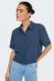 Front image of the Power shortsleeve shirt in navy, by brand Jacqueline de yong