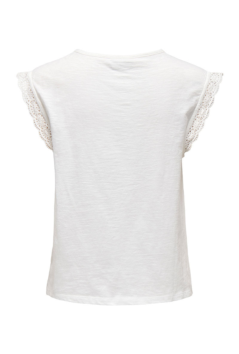 Back image of Salva life s/l crochet top in white, by brand Jacqueline de yong