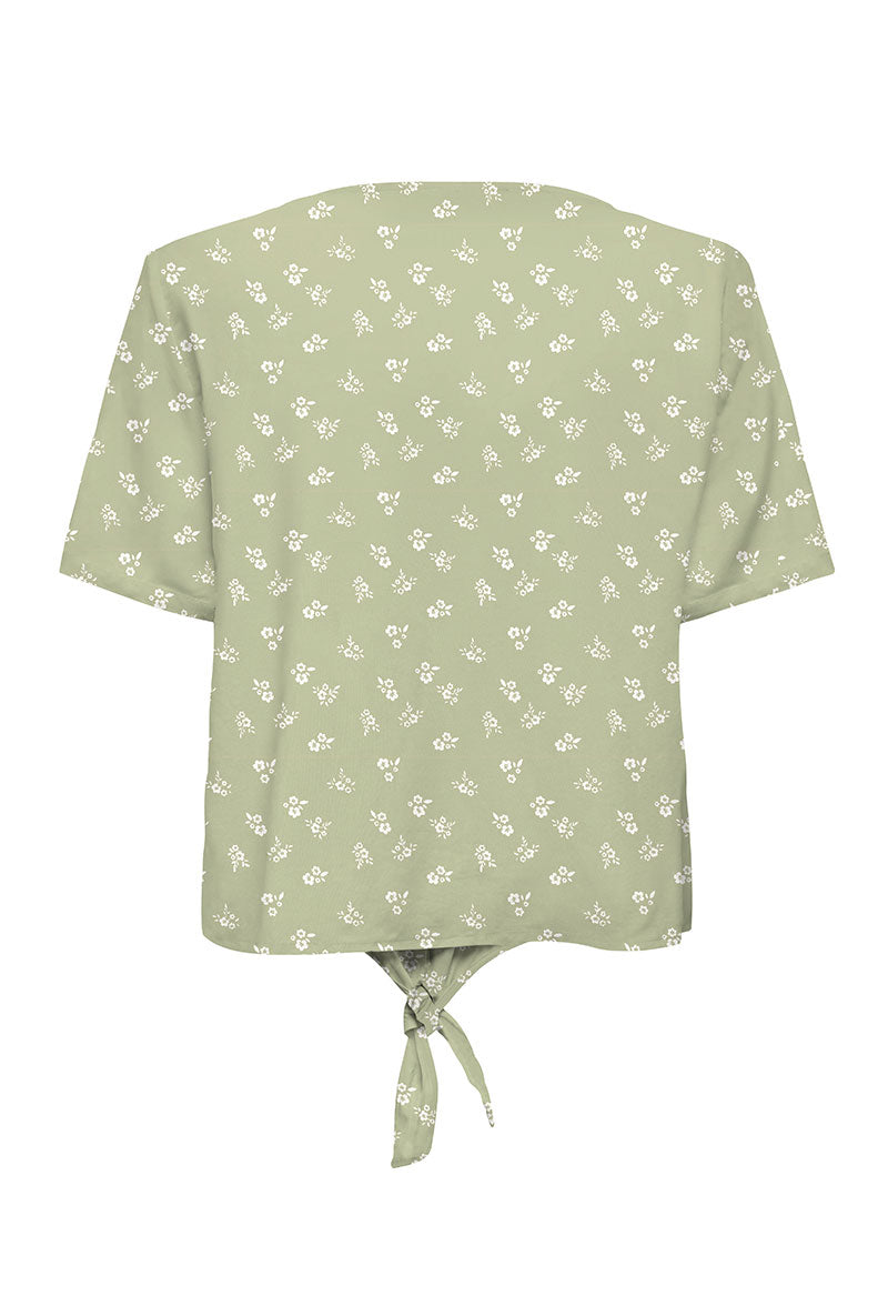 Back image of Sezen life s/s knot shrit in green, by brand Jacqueline de yong
