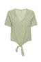 Front image of Sezen life s/s knot shrit in green, by brand Jacqueline de yong