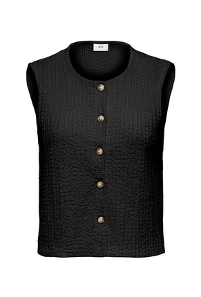 Front image of Turbo s/l waistcoat in black, by brand Jacqueline de yong