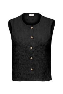 Front image of the Turbo s/l waistcoat in black, by brand Jacqueline de yong