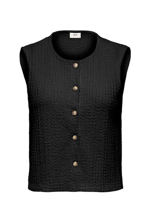 Front image of the Turbo s/l waistcoat in black, by brand Jacqueline de yong