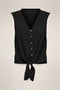 Front image of the Violet life s/l knot top in black, by brand Jacqueline de yong
