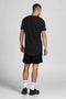 Back image of a model wearing the Gordon bradley sweat shorts in black, by brand Jack&jones