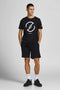 Front image of a model wearing the Gordon bradley sweat shorts in black, by brand Jack&jones