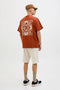 Back image of a model wearing the Gordon bradley sweat shorts in stone, by brand Jack&jones