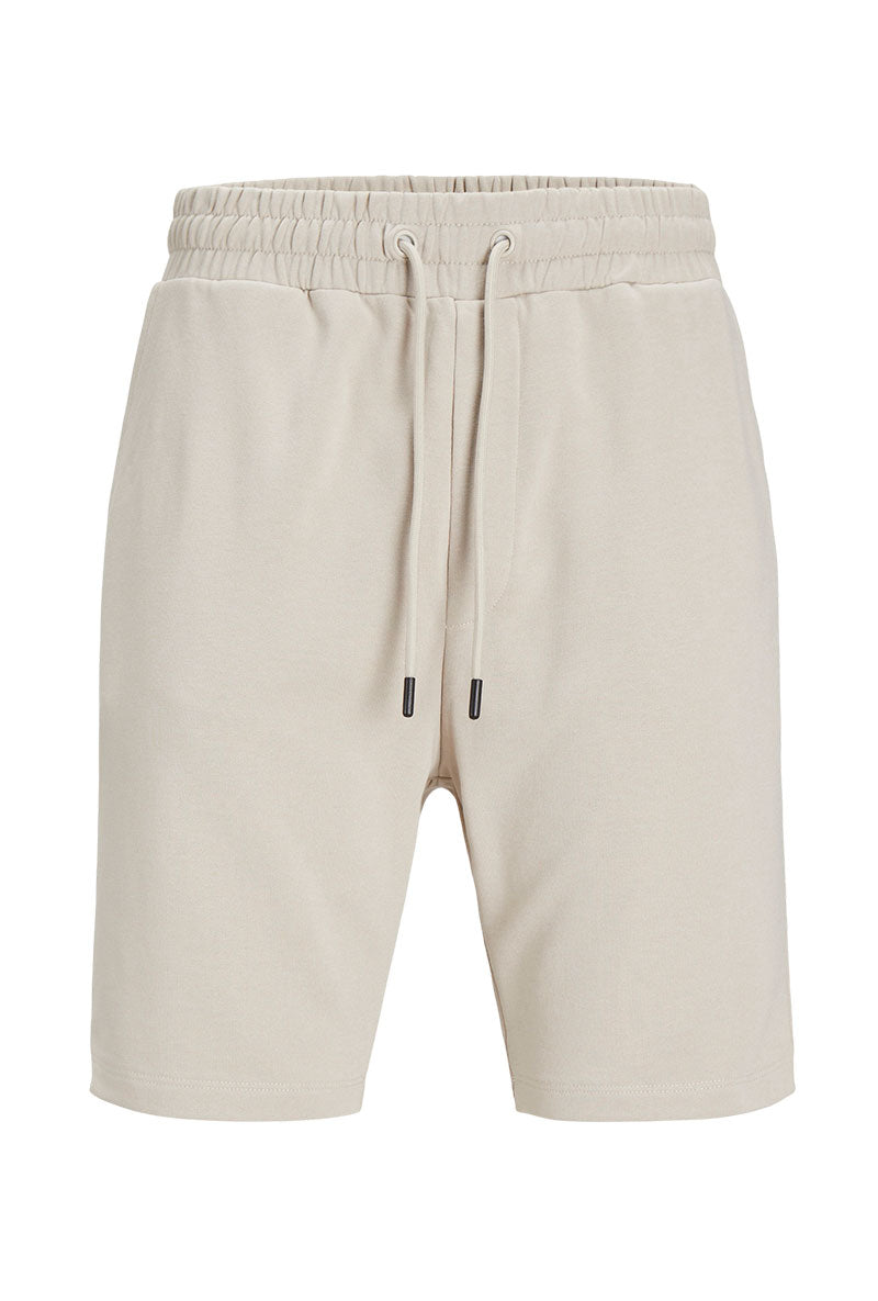 Front image of Gordon bradley sweat shorts in stone, by brand Jack&jones
