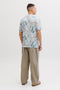 Back image of a model wearing the Honolulu aop ss tee in blue, by brand Jack&jones