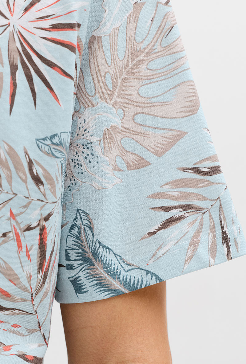 Detail image of Honolulu aop ss tee in blue, by brand Jack&jones