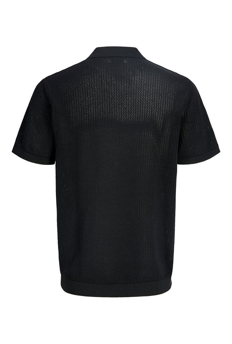 Back image of Jess knit polo in black, by brand Jack&jones