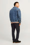 Back image of a model wearing the Jack and jones tace linen blend trousers in black, by brand Jack&jones