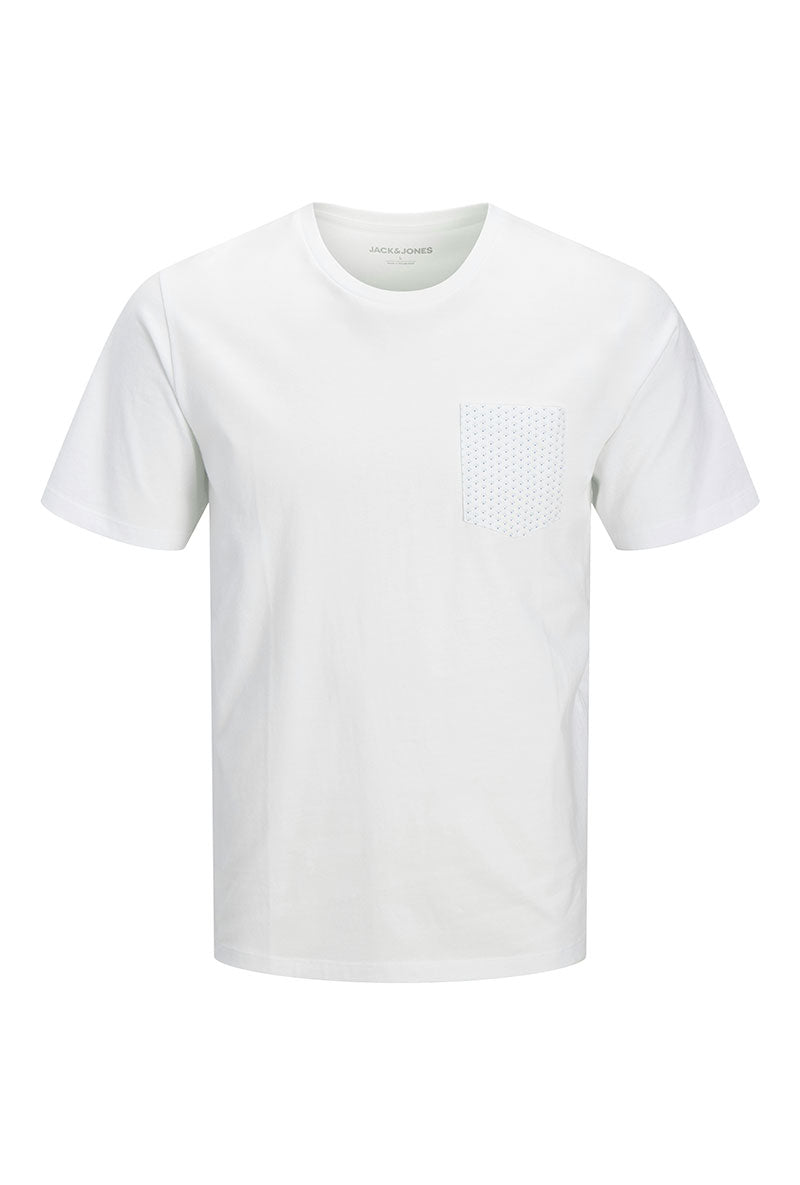Front image of Matheo s/s tee in white, by brand Jack&jones