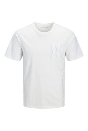 Front image of the Matheo s/s tee in white, by brand Jack&jones