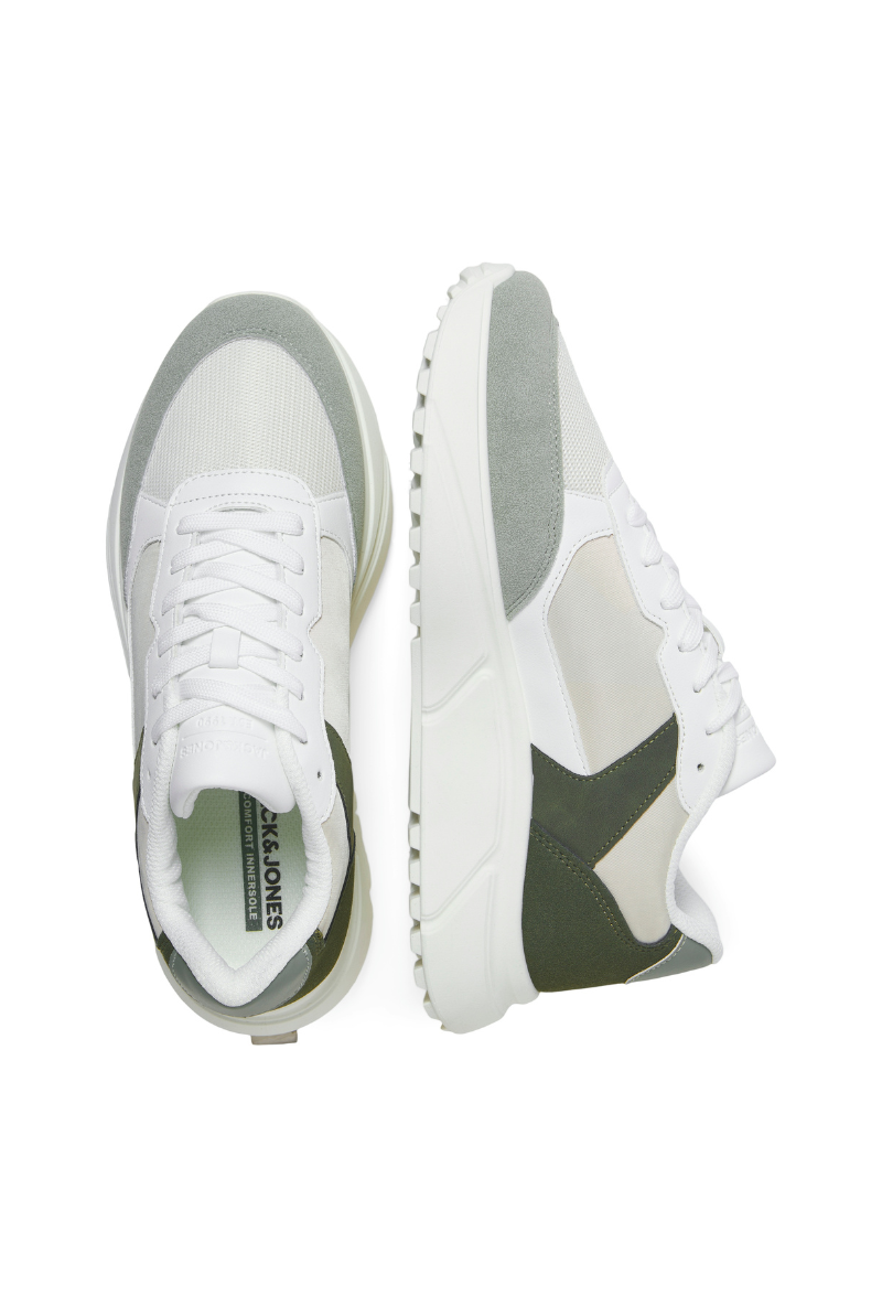 Front image  of Jack and jones aspire pu runner in white, by brand Jack&jones