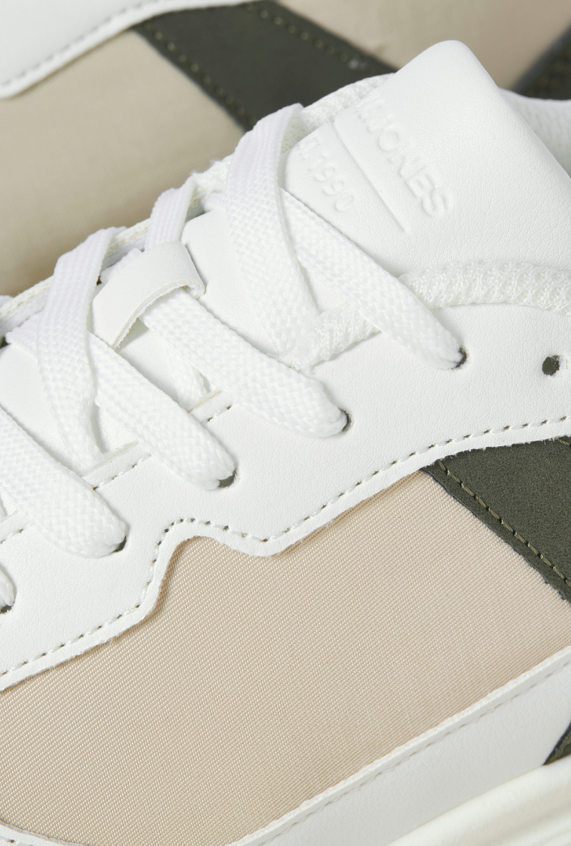 Front detail image  of Jack and jones aspire pu runner in white, by brand Jack&jones