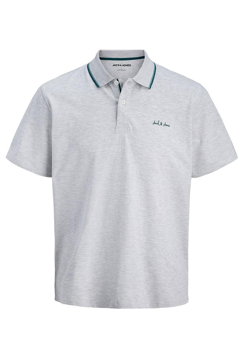 Front image of Blaze s/s polo in grey, by brand Jack&jones