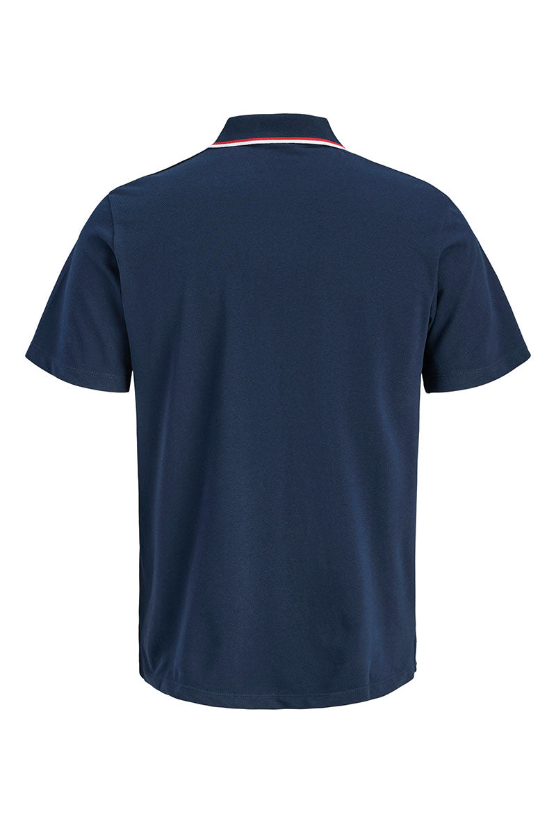 Back image of Blaze s/s polo in navy, by brand Jack&jones