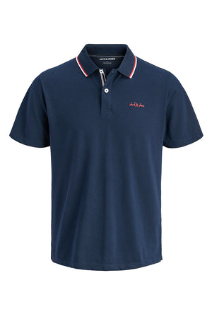 Front image of the Blaze s/s polo in navy, by brand Jack&jones