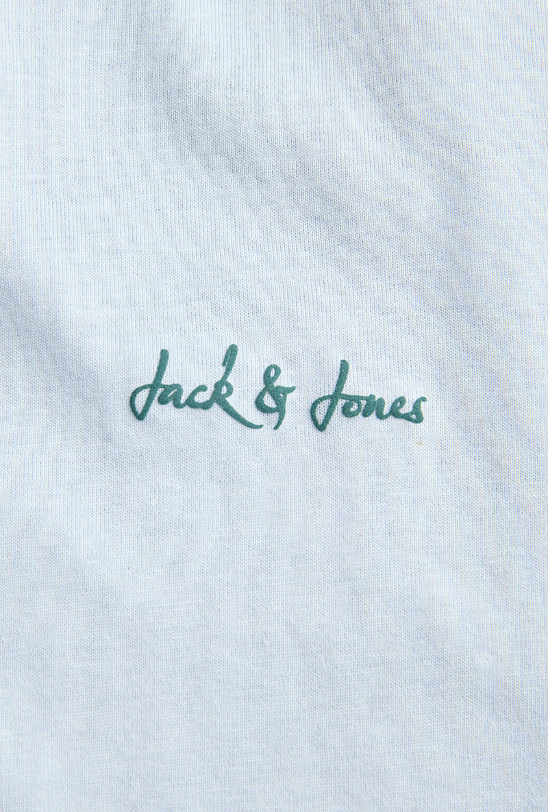 Front image of Blaze vneck tshirt in blue, by brand Jack&jones