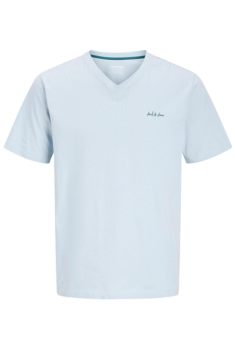 Front image of Blaze vneck tshirt in blue, by brand Jack&jones