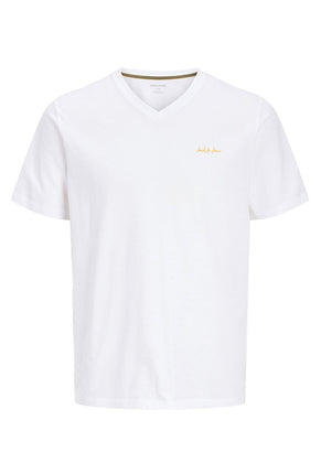 Front image of Blaze vneck tshirt in white, by brand Jack&jones